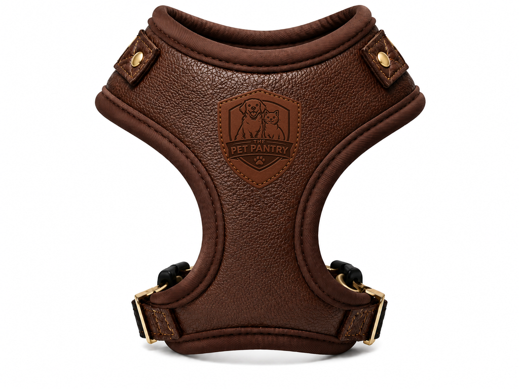 Luxury Genuine Leather No-Pull Dog Harness Vest for Small & Medium Pets